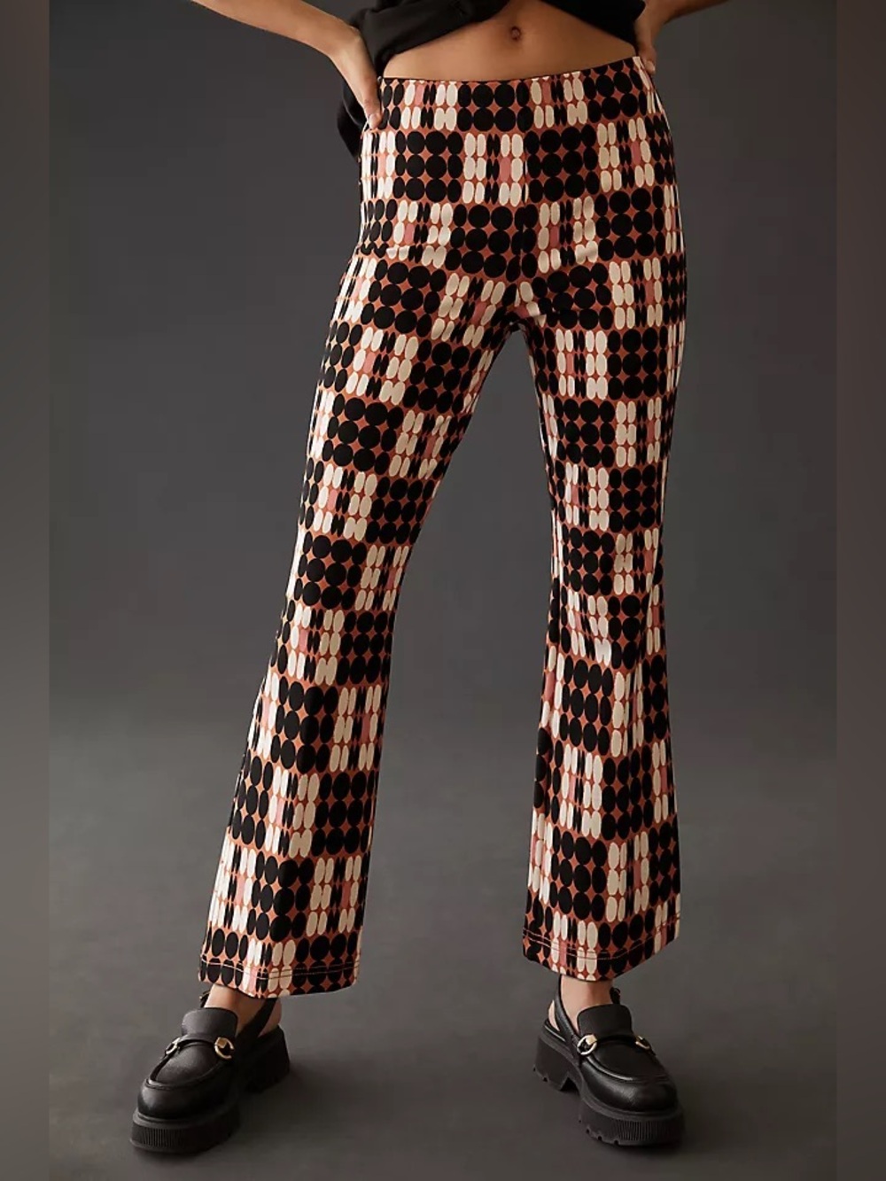 Maeve The Margot Kick-Flare Crop Pants Retro Geometric Dots